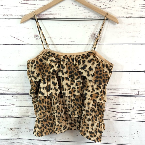 ENDLESS ROSE Leopard Ruffle Top, Small - Picture 2 of 3